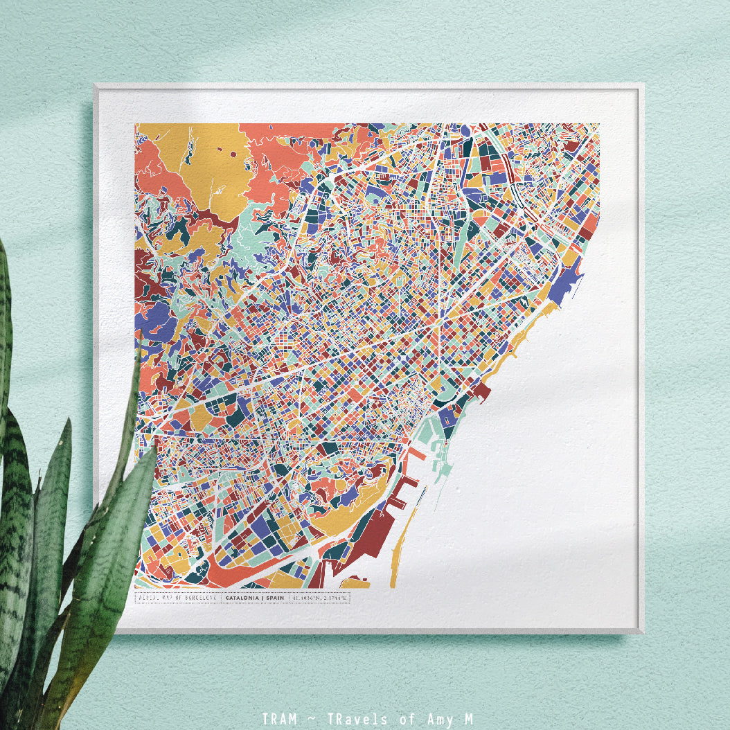 Facade in the city of Barcelona, Spain print by Radu Bercan | Posterlounge, image size:1054x1054