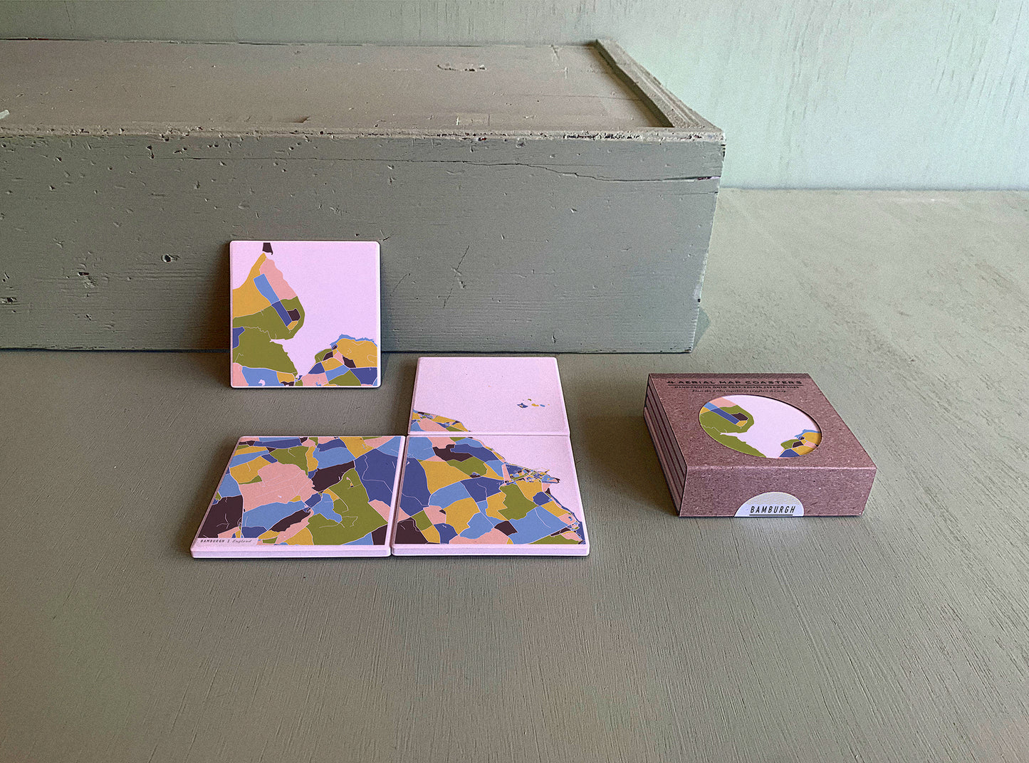 BAMBURGH MAP COASTERS