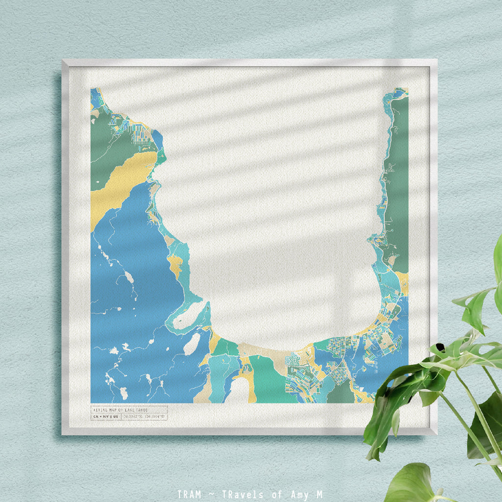 LAKE TAHOE MAP ART PRINT
