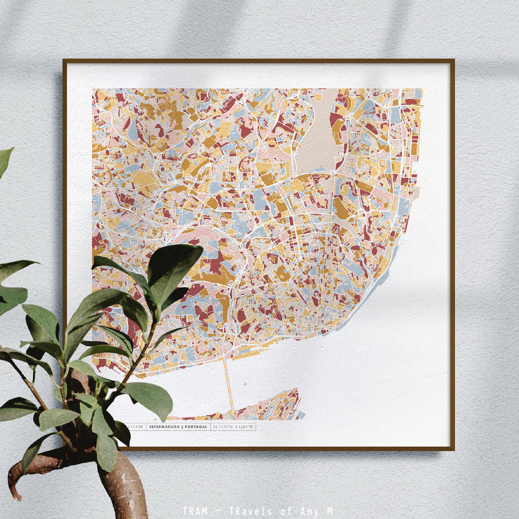 LISBON MAP ART PRINT