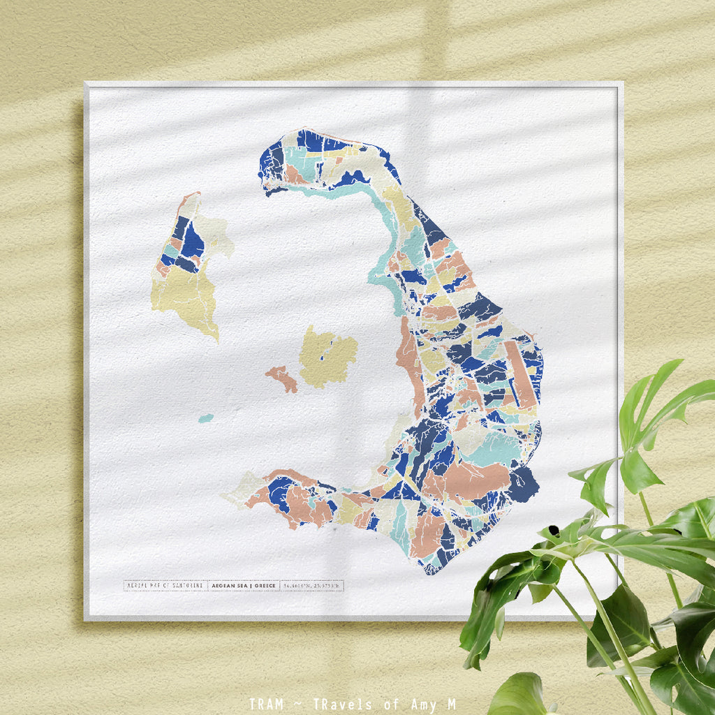 SANTORINI MAP ART PRINT