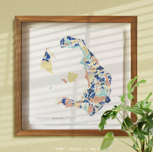 SANTORINI MAP ART PRINT